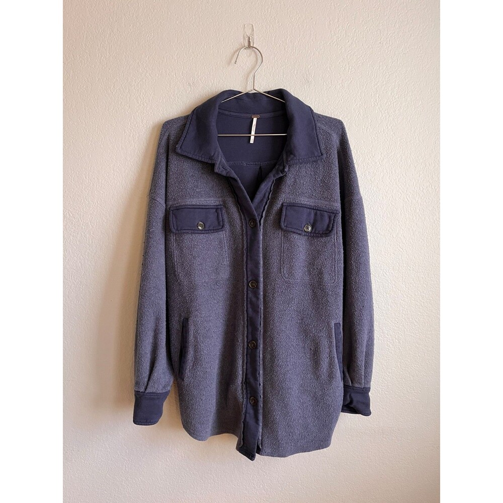 Free People Ruby Oversized Jacket in Navy Size MEDIUM